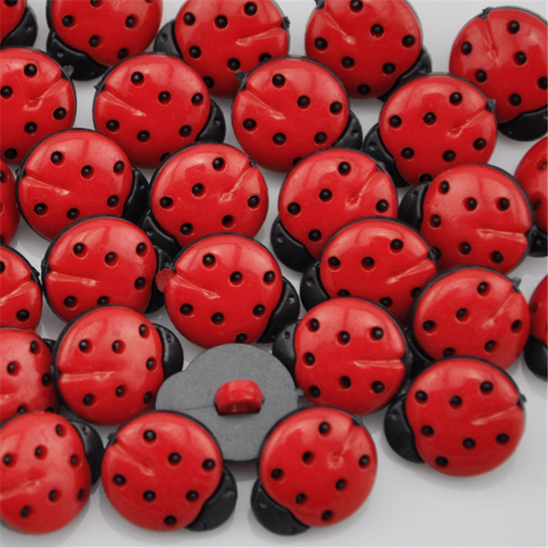 Button Hole Cutter - 50/100 PCS สีแดง Ladybug DIY appliques/งานฝีมือ/เย็บปุ่ม