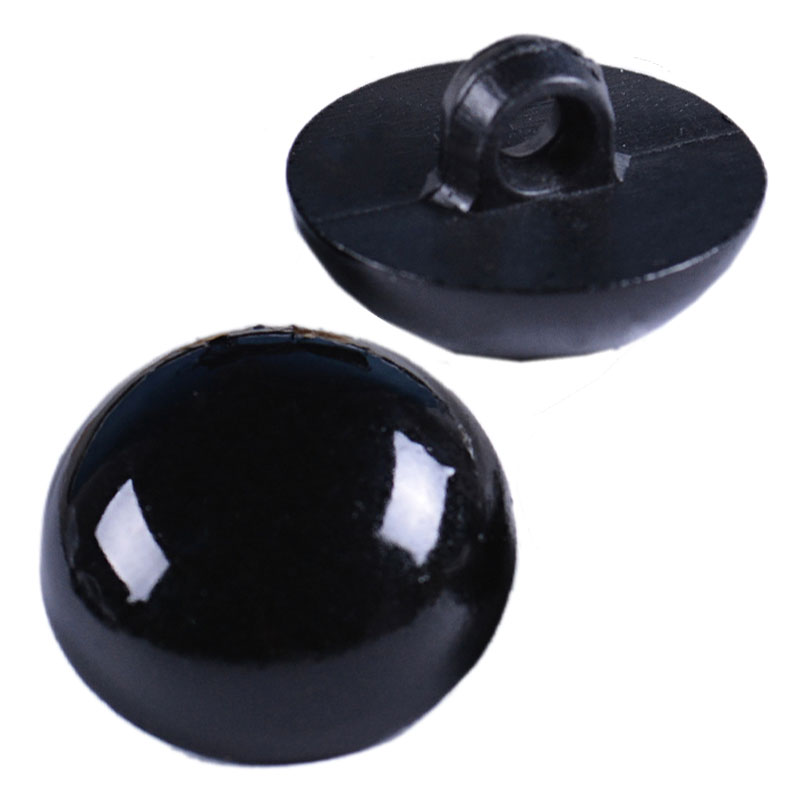 Button Hole Cutter - ปุ่มเรซิ่นสีดํารอบเห็ด Domed Sewing Shank สีดํา DIY