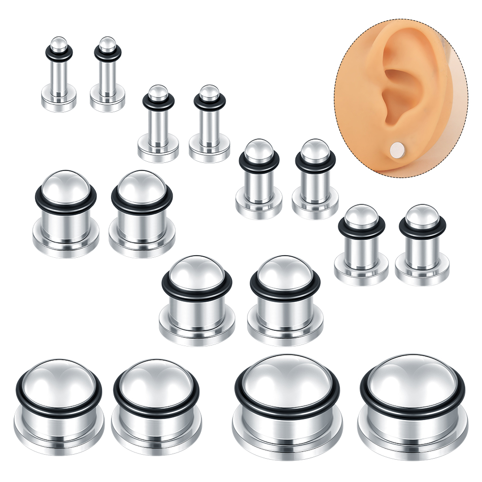 Seam Gauge Metal - 1 คู่สแตนเลสสตีลหูอุโมงค์ต่างหู Plug Gauges Expander Stretcher