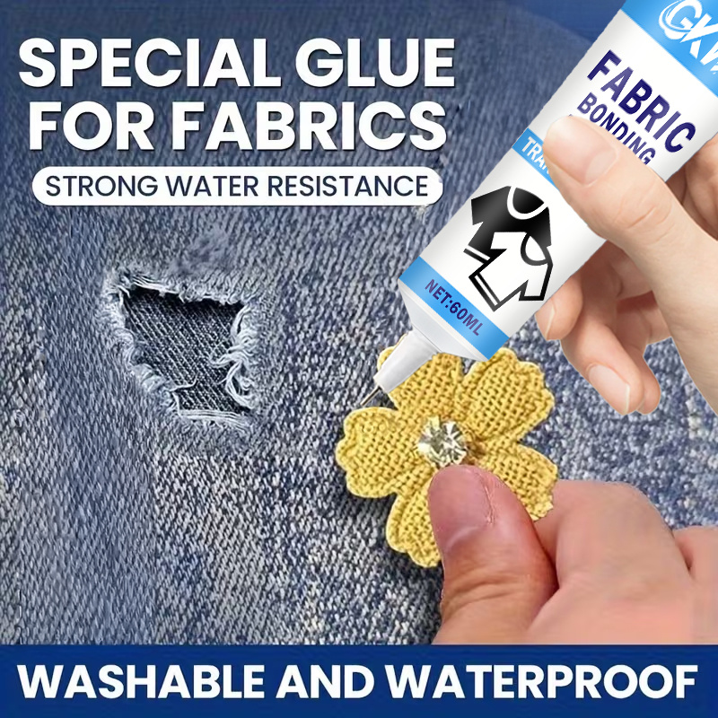 Fabric Glue Bond - กาวติดผ้าคุณภาพสูง, กาวใสล้างออกได้, ยึดติดแน่นสำหรับเสื้อผ้า, รองเท้า, เบาะรถยนต์, อุปกรณ์ซ่อมแซมในบ้านที่จำเป็น
