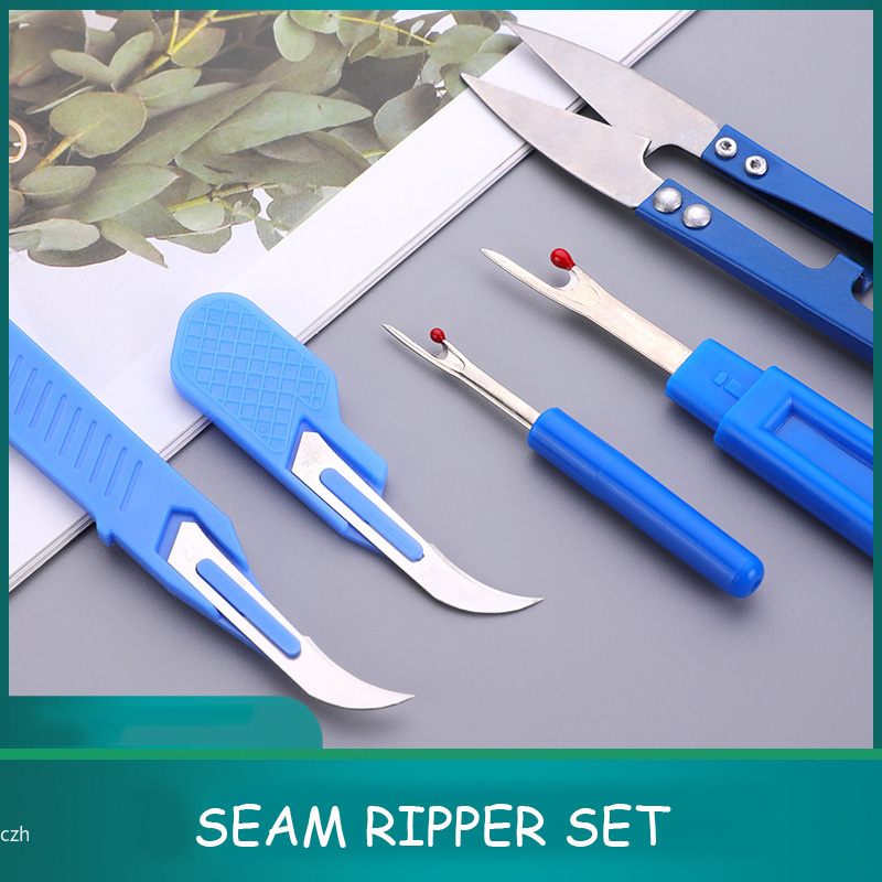 Sewing Repair - ชุดเครื่องมือฉีกผ้า 5 ชิ้น สีฟ้า พร้อมที่ฉีกด้าย ที่ฉีกตะเข็บ