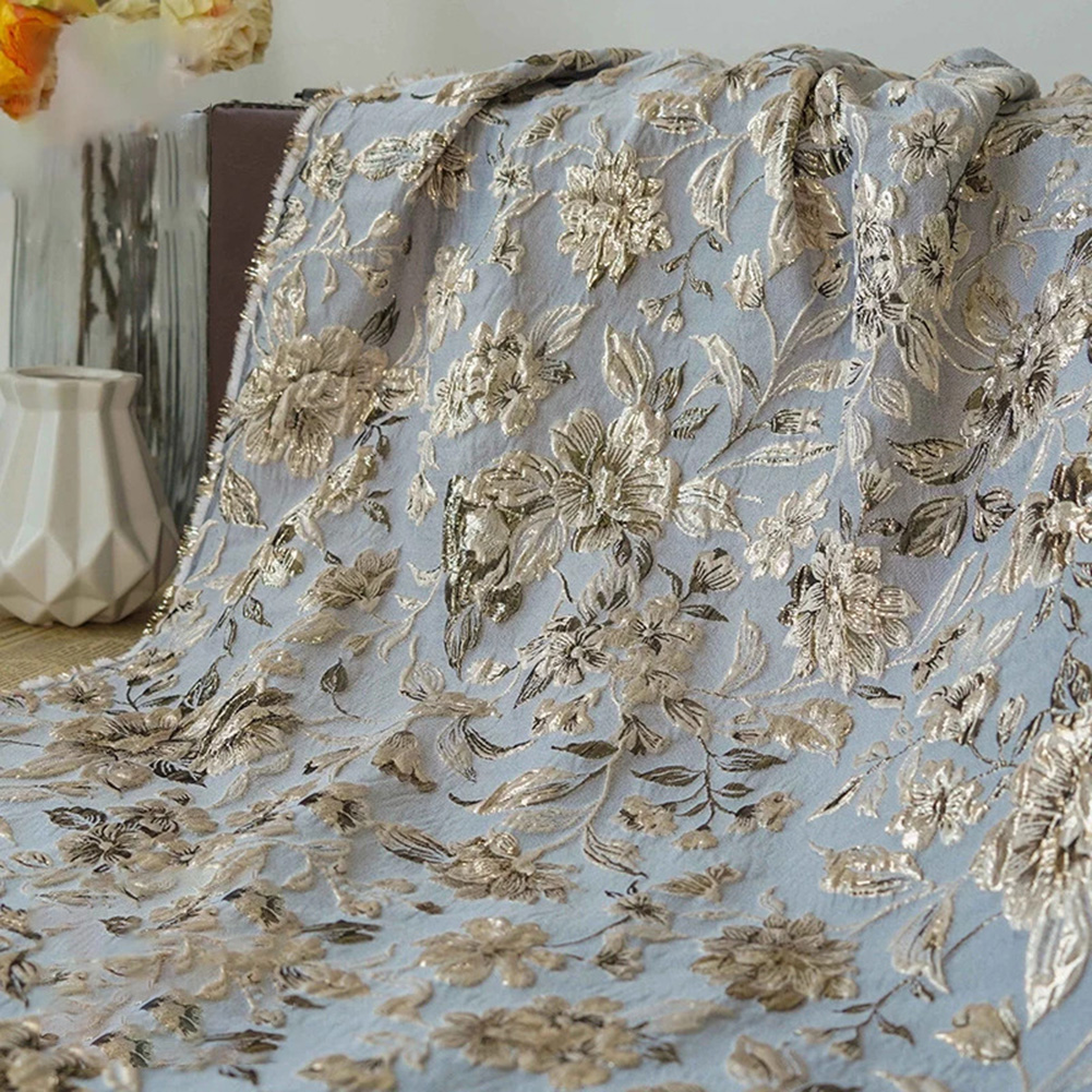 Sewing Geotextile Fabric - ผ้าเย็บปักลายแฟชั่น ผ้าแจ็คการ์ดลวดลายประณีต สีเทา คุณภาพดี ผ้าเย็บเสื้อผ้า ผ้าม่าน