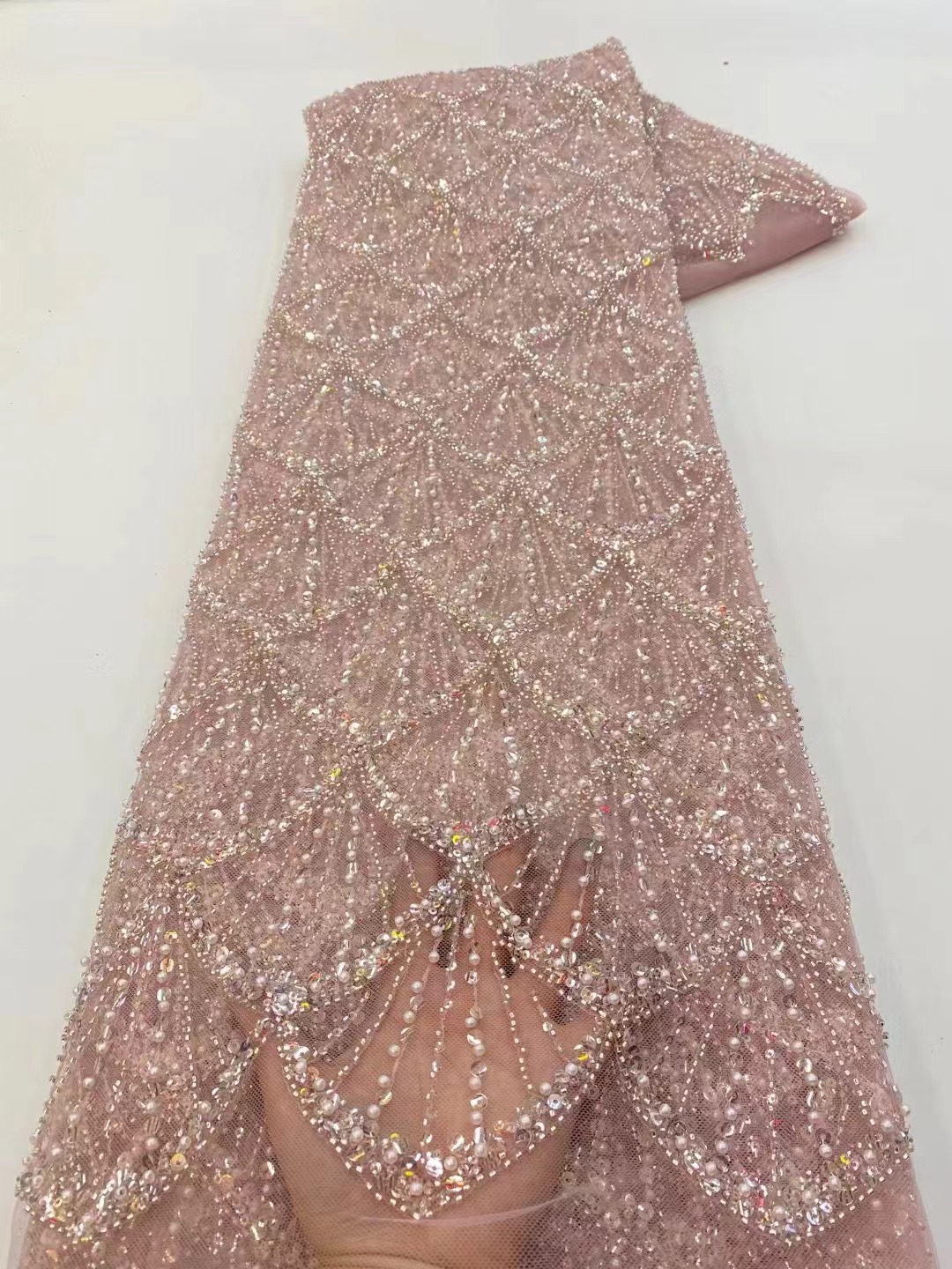 Sewing Net - ผ้าลูกไม้ทูลล์แอฟริกัน 2026 ผ้าตาข่ายฝรั่งเศสปักเลื่อมพร้อมลูกปัด ผ้าลูกไม้ทูลล์ตาข่าย สำหรับตัดเย็บชุดไนจีเรีย 5