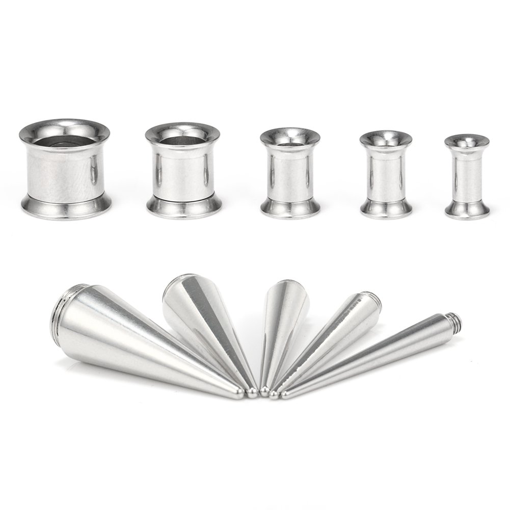 Seam Gauge Metal - สกรูสเตนเลสแบบ2 in 1ใช้ได้ทั้งชายและหญิงสามารถเปลี่ยนได้เจาะจิวระเบิดหูขยายเปลหาม6G 4G 2G 0G