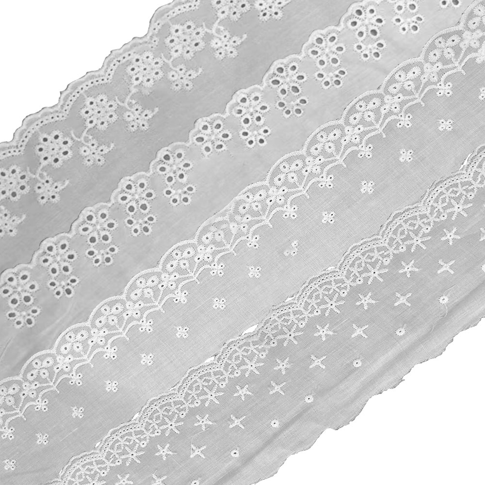 Sewing Eyelet Fabric - เย็บปักถักร้อยผ้าลูกไม้สีขาวผ้าฝ้ายตาไก่ขอบสําหรับเย็บหัตถกรรมชุดกระโปรงเสื้อผ้ากระเป๋าผ้าปูโต๊ะผ้าม่านหมอนตกแต่ง