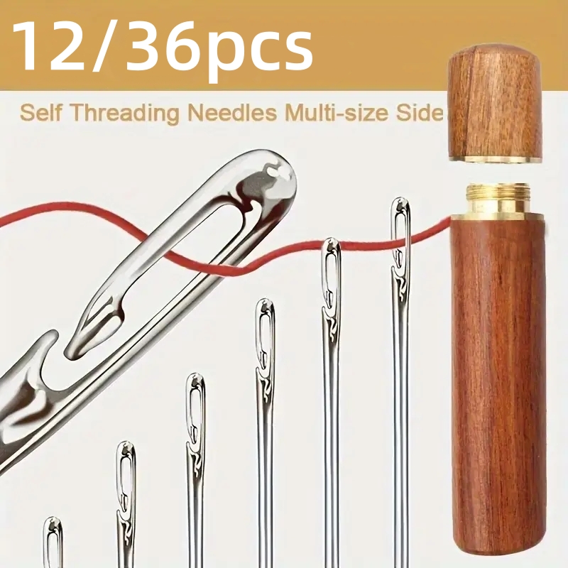 Sewing Technology - เข็มเย็บผ้าแบบมือหมุน 12/36 ชิ้น สำหรับผู้สูงอายุ ทำจากสแตนเลส เข็มเย็บผ้าแบบร้อยด้ายอัตโนมัติ