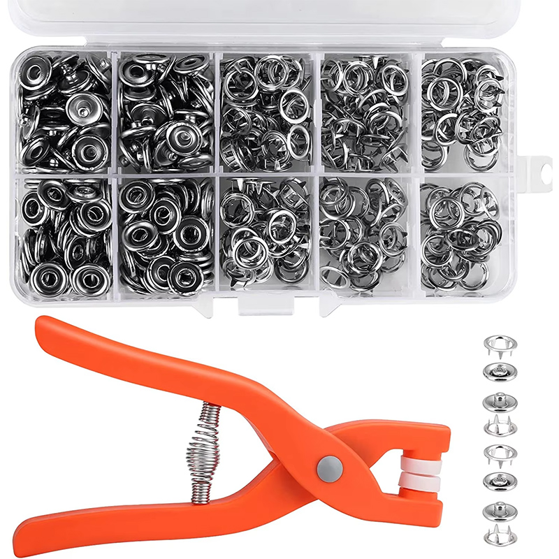 Sewing Eyelet Fabric - 50/100 ชุด Plier เครื่องมือหัวเข็มขัดปุ่มโลหะคีมปุ่ม Snap Five-Claw