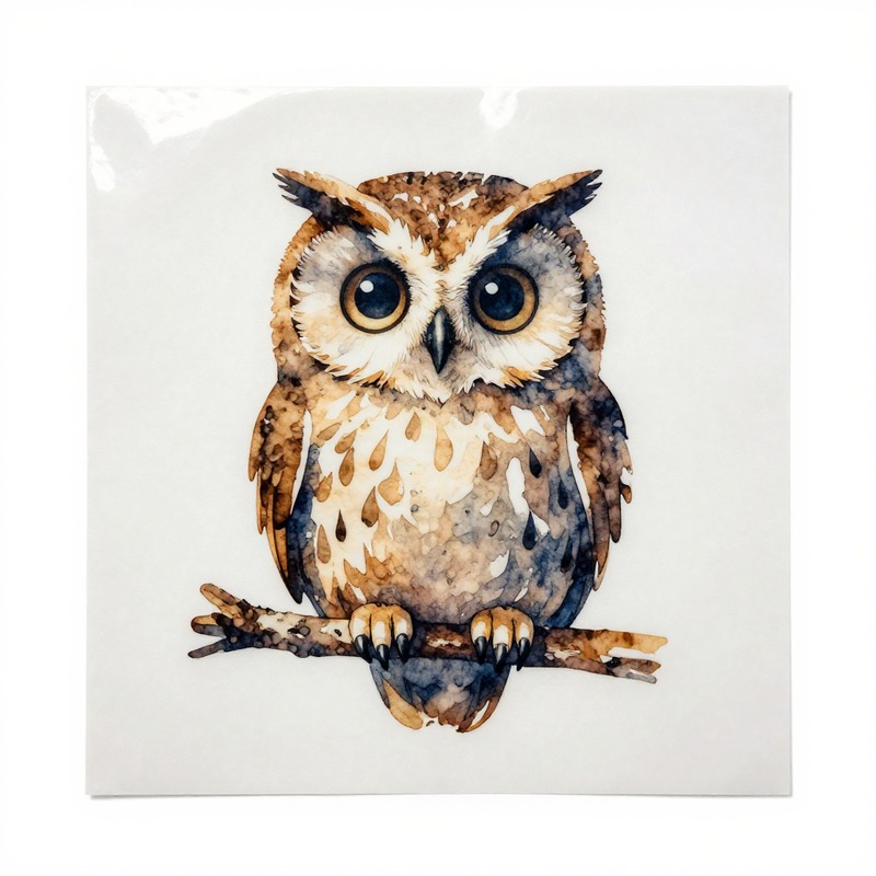 Iron On Patch - ไวนิลรีดติดลายรูปนกฮูกสีน้ำสำหรับงาน DIY ตกแต่งเสื้อผ้า ฟิล์มถ่ายโอนลายสำหรับเสื้อยืดและเสื้อฮู้ดดี้ เหมาะสำหรับงานสแครปบุ๊ค
