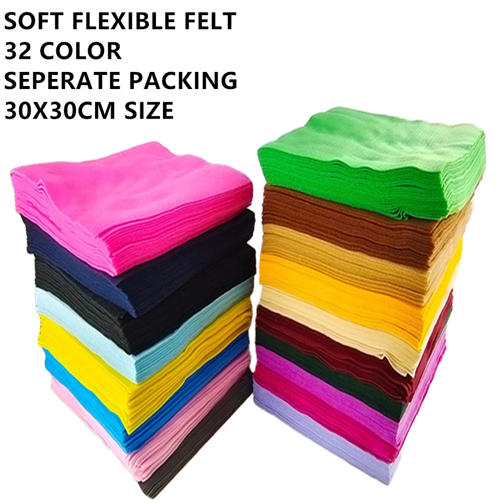 Is Sewing A Textile Craft - แผ่นผ้าสักหลาดสีสำหรับงานฝีมือยืดหยุ่นอ่อน32สีสำหรับเลือก30ซม. 20ชิ้นแพ็คสี่เหลี่ยมสำหรับงานประดิษฐ์และงานเย็บ