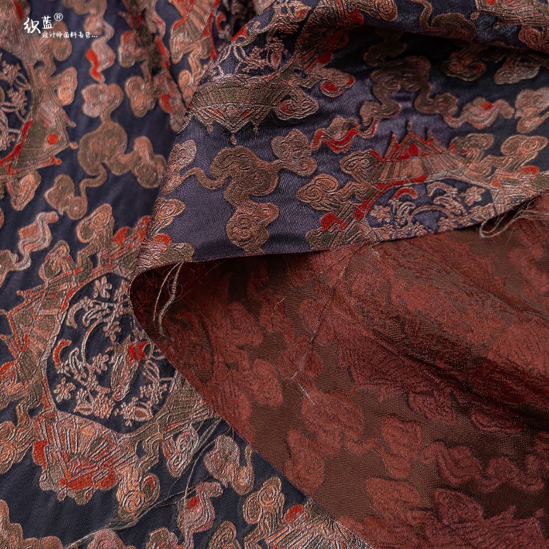 ผ้าแจ็คการ์ดลายดอกไม้สีม่วงแดง - Sewing Fabric บทวิจารณ์และราคา
