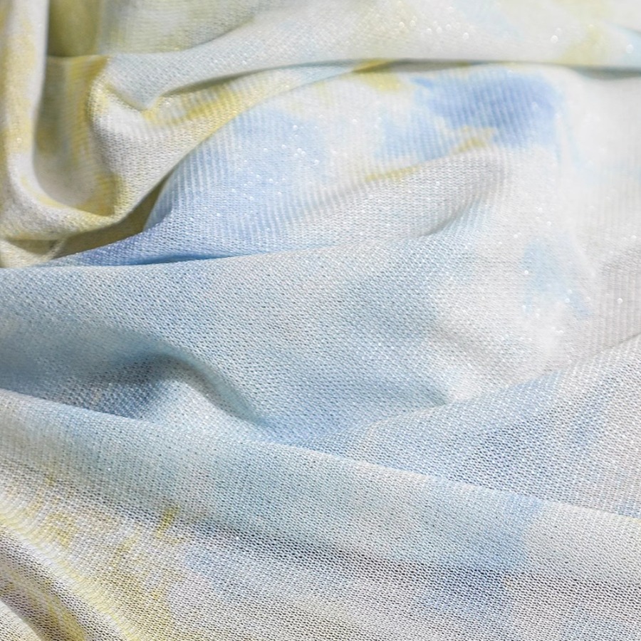 ผ้าถักลายมัดย้อม สีเหลือง ขาว  - Sewing Tie Dye บทวิจารณ์และราคา