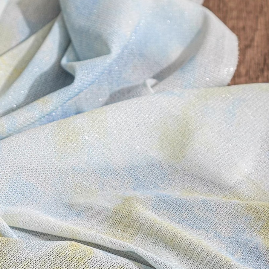ผ้าถักลายมัดย้อม สีเหลือง ขาว  - Sewing Tie Dye บทวิจารณ์และราคา