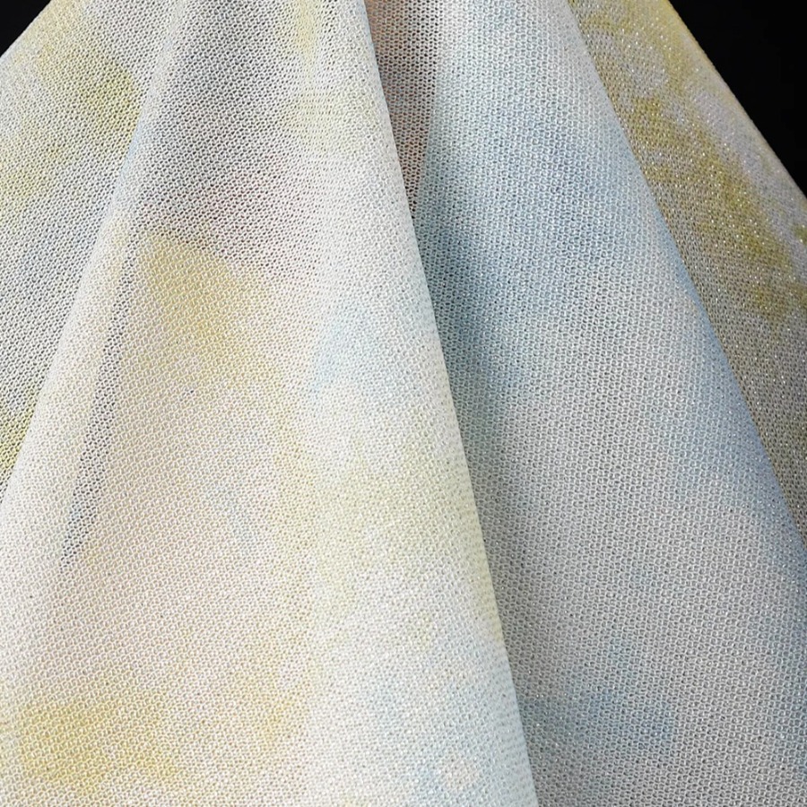 ผ้าถักลายมัดย้อม สีเหลือง ขาว  - Sewing Tie Dye บทวิจารณ์และราคา