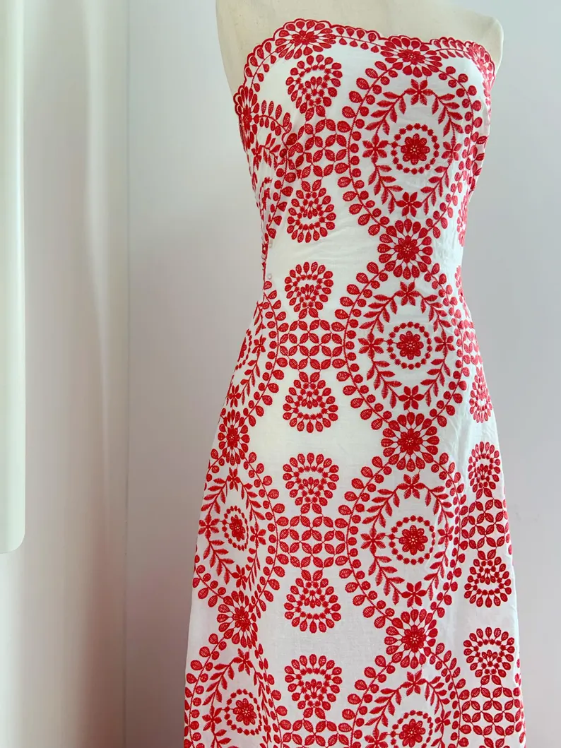 ผ้าลูกไม้ตาไก่ผ้าฝ้ายสีขาวพร้อ - Sewing Eyelet Fabric บทวิจารณ์และราคา