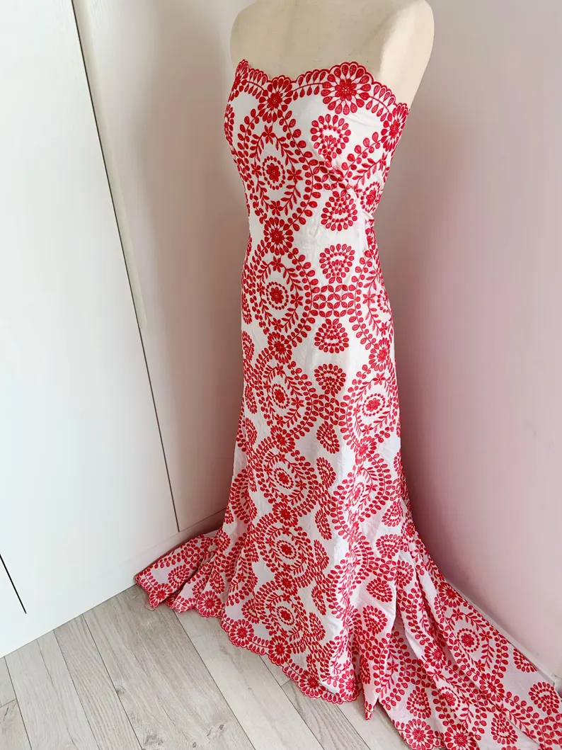 ผ้าลูกไม้ตาไก่ผ้าฝ้ายสีขาวพร้อ - Sewing Eyelet Fabric บทวิจารณ์และราคา