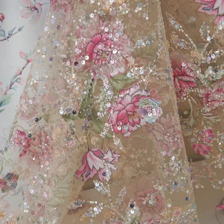 ผ้าลูกไม้ปักลายหรูหรา กว้าง 1  - Textile For Sewing บทวิจารณ์และราคา