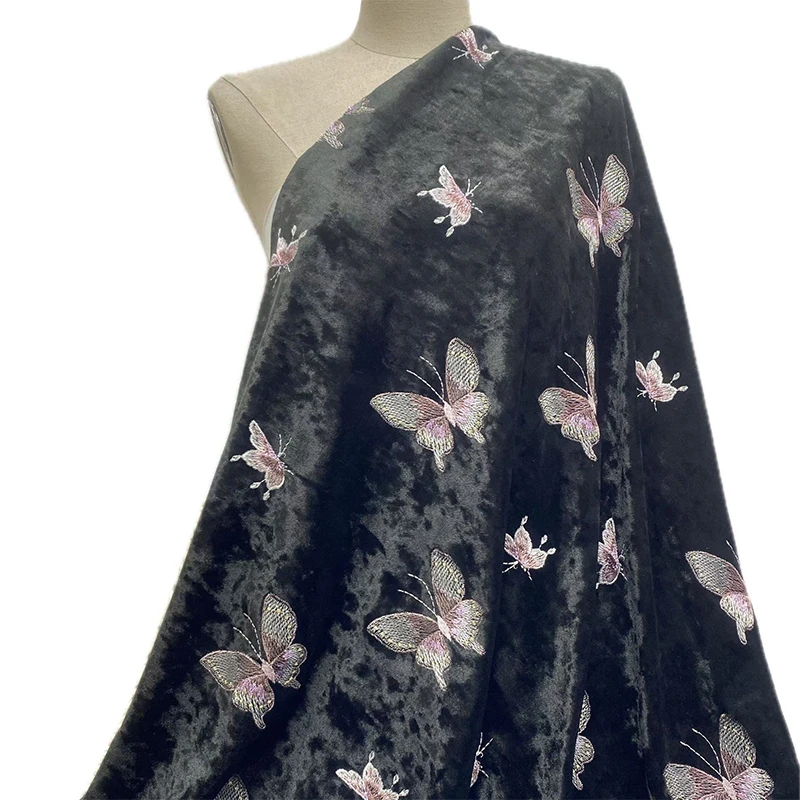 ผ้ากำมะหยี่ปักลายผีเสื้อหลากสี - Sewing Velvet Fabric บทวิจารณ์และราคา