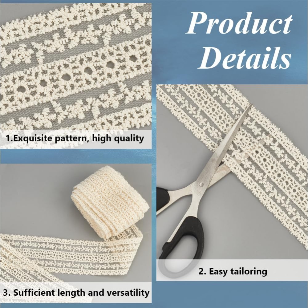 ริบบิ้นลูกไม้ฝ้ายวินเทจกว้าง 2 - Sewing Eyelet Fabric บทวิจารณ์และราคา